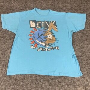 Blink 182 T Shirt Mens Large Blue Band Graphic Music Punk Pop Short Sleeve Tee